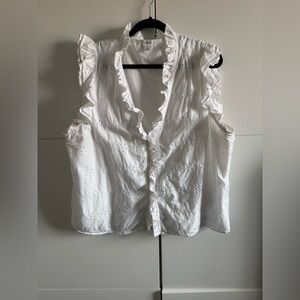 J Crew Factory Ruffle Eyelet Top